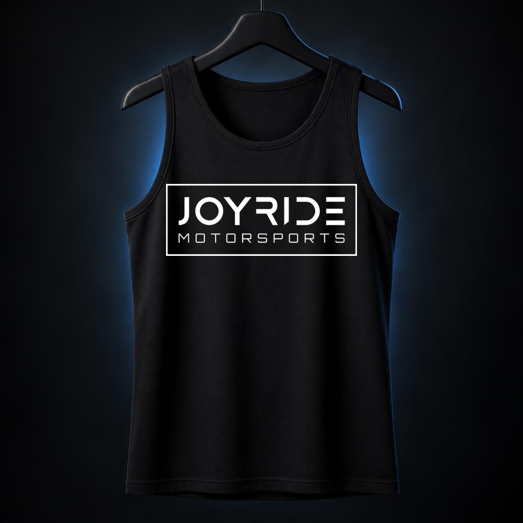 Black Joyride Motorsports tank top with white chest logo